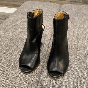 Ann Taylor Black Leather Peep Toe Booties